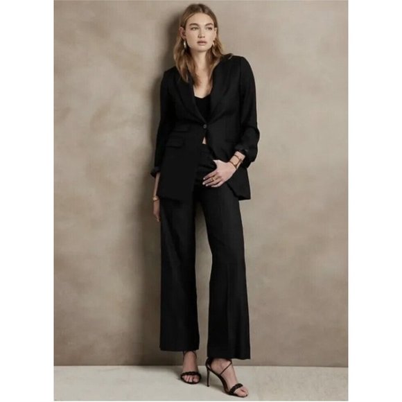 Banana Republic Lido Wide Leg Wool Pant | Black #746688 - Picture 3 of 16